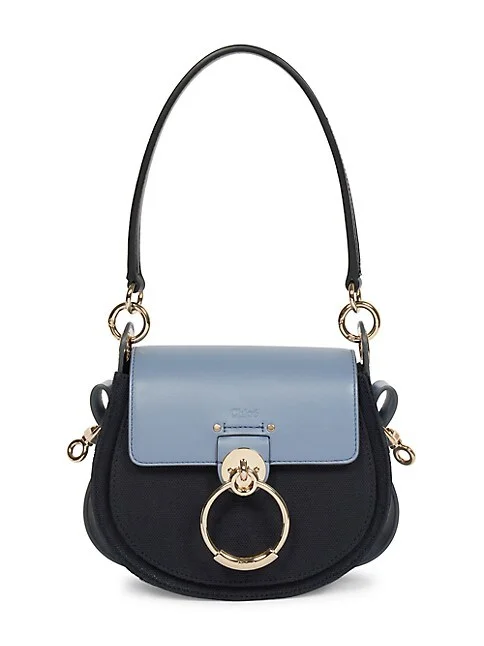Chlo&eacute; Small Tess Colorblock Linen Saddle Bag
