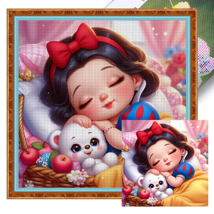 Sleeping Little Snow White (40*40cm) 11CT Stamped Cross Stitch gbfke