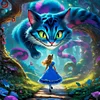 Alice And The Cheshire Cat-11CT Stamped Cross Stitch 40*40cm