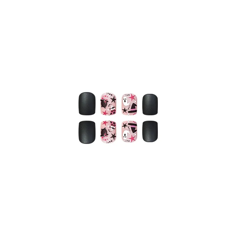Churchf Churchf European Square Black Pink With Color Halloween Ghost Magic Hat Fashion Fake Nail Products Show White Beauty Nail Tablets