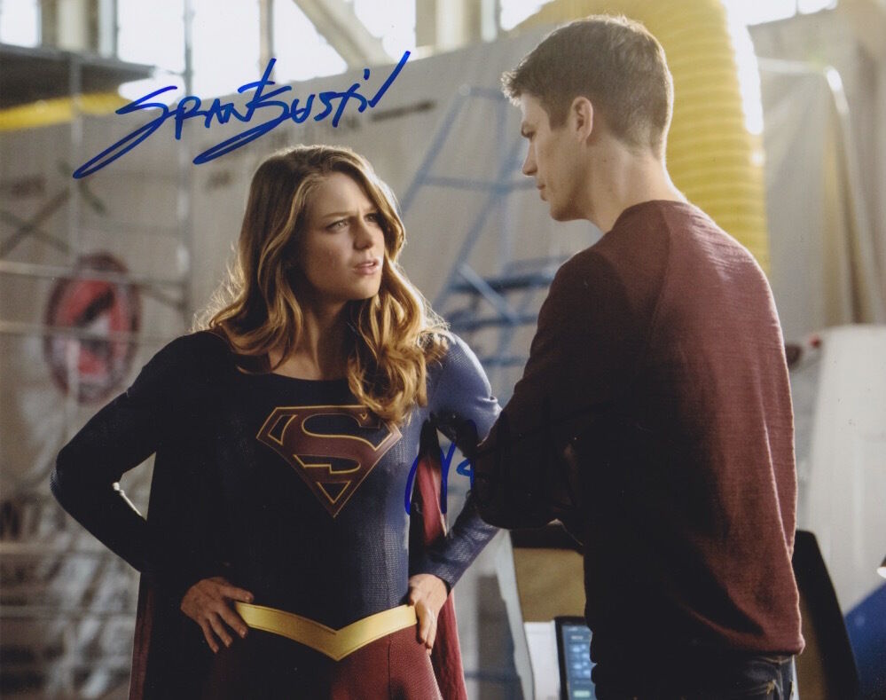 Melissa Benoist & Grant Gustin (Supergirl Flash) signed 8X10 Photo Poster painting