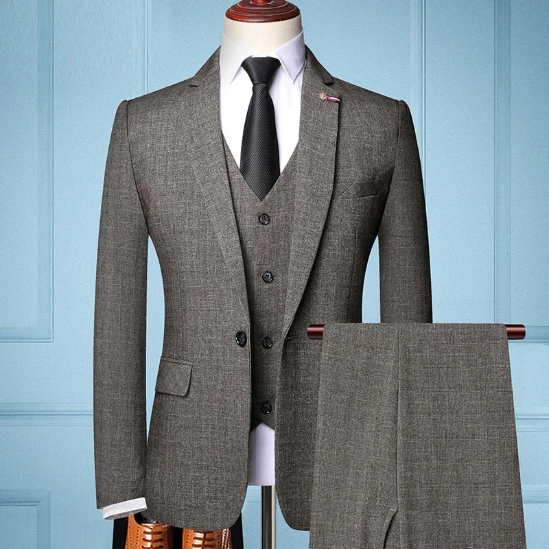 Inongge Jacket Vest Pants Retro Gentleman Classic Fashion Plaid Mens Formal Business Slim Suit 3Pces Set Groom Wedding Dress size 6XL