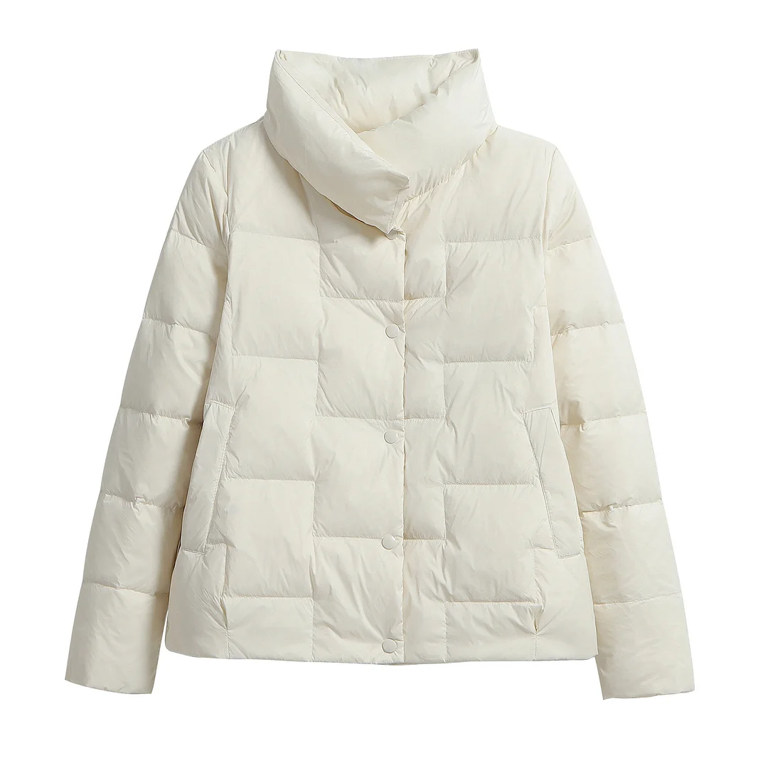 Woherb Autumn And Winter Trapezoidal White Duck Down Down Jacket Thin Loose Casual Big Lapel Collar Short Coat Tide-Outfit Ideas