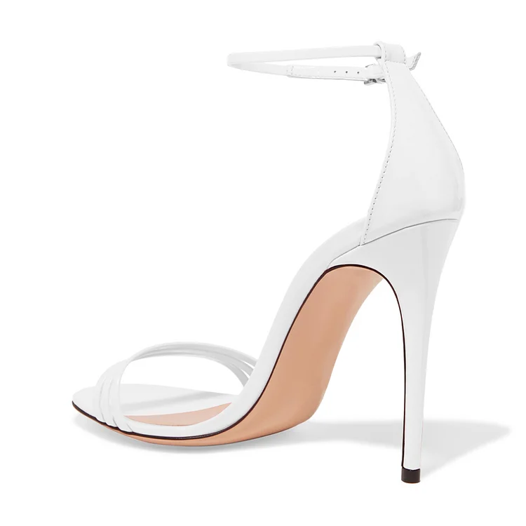 White Ankle Strap Open Toe Stiletto Heel Office Sandals VDCOO Vdcoo