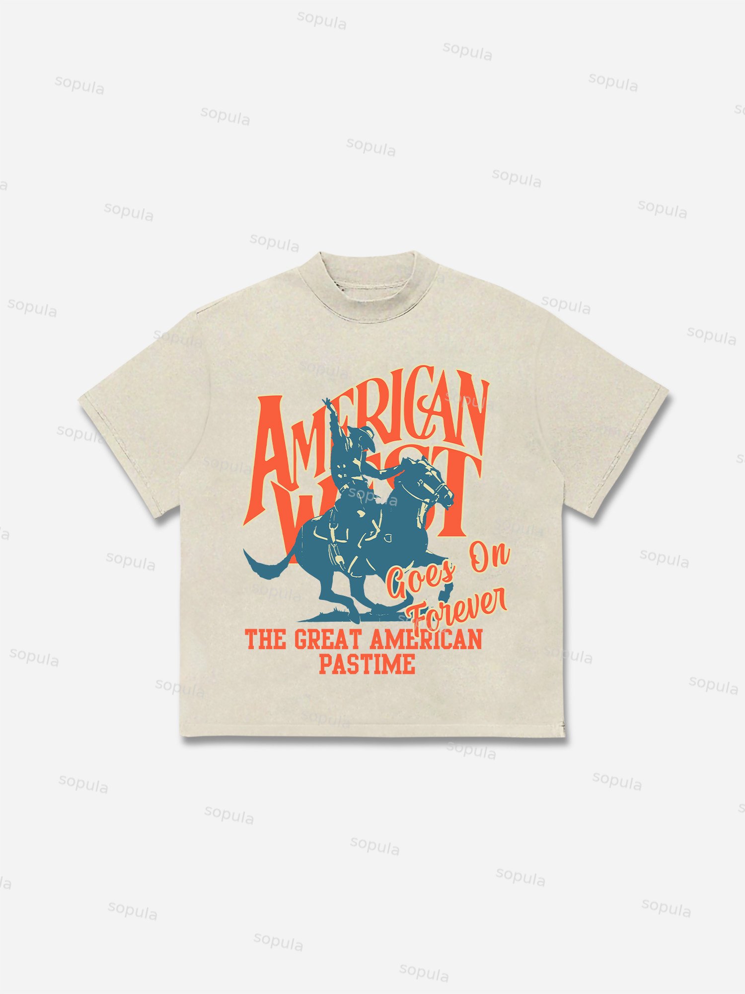 Vintage Western Cowboy Goes On Forever Graphic Cotton T-shirt - Sopula｜Premium Graphic Tees & Graphic Clothing