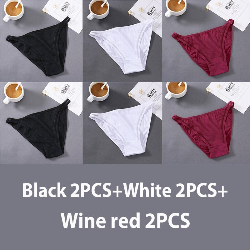 6PCS/Set Sexy Women Panties Hollow Lace Underwear Female Panties Underpants Women Low Rise Lingerie Solid Color Cotton Pantys
