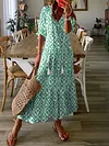 Women's Shift Dress Short Maxi Dress half Sleeve Floral Print Summer Fall V Neck Casual Geometric Printed Dress