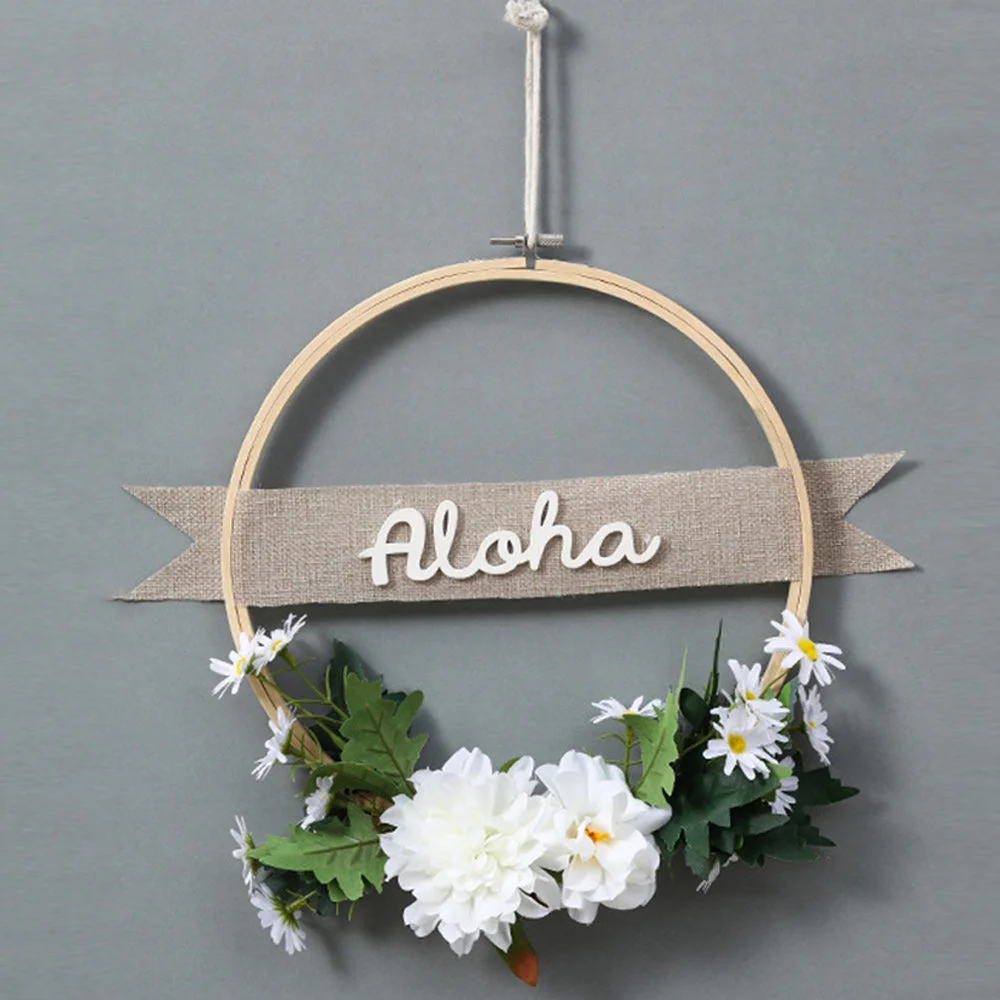 Simulation Eucalyptus Leaf Bamboo Circle Festive Decoration Garland