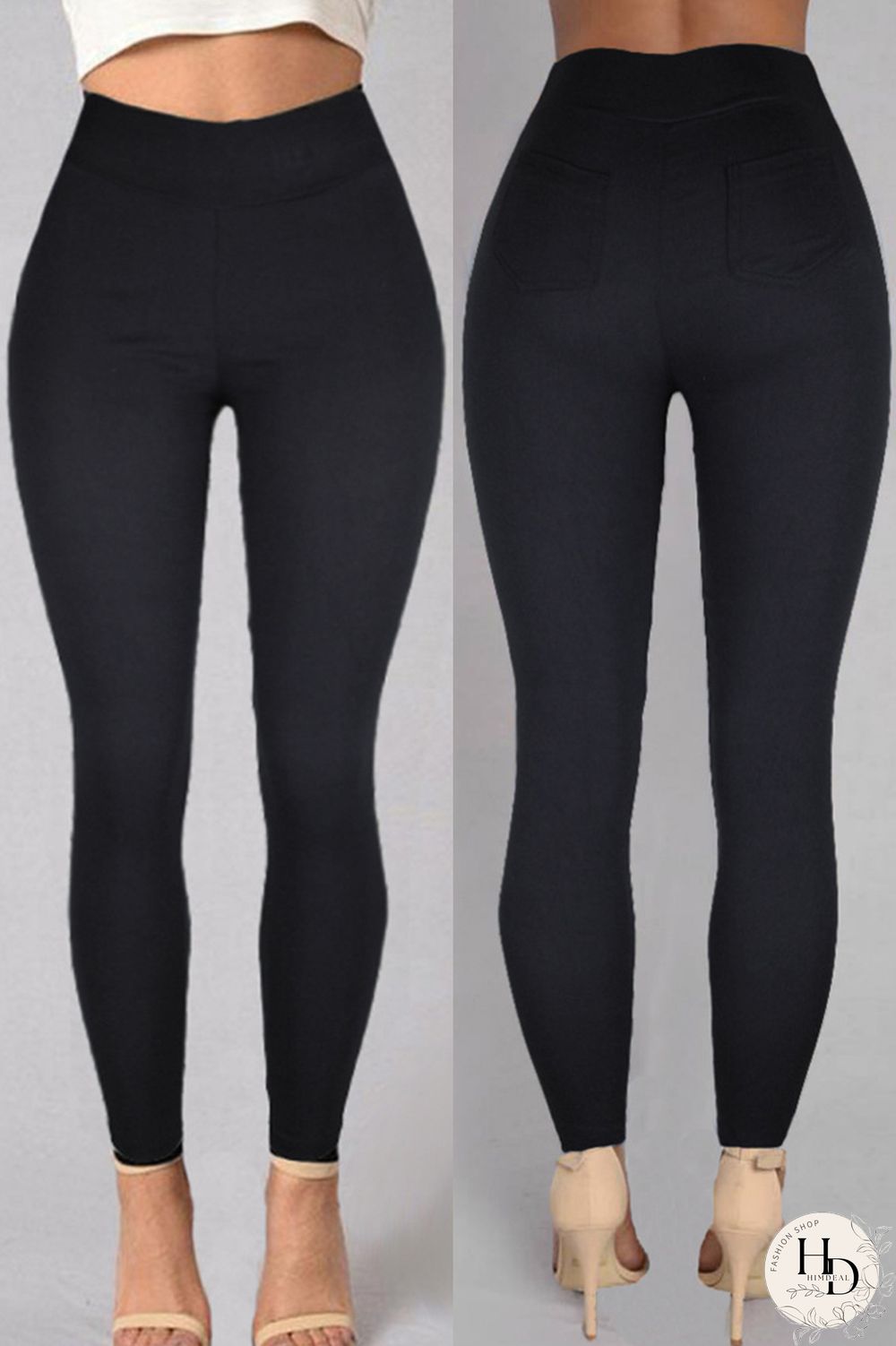 Burgundy Fashion Casual Solid Basic Skinny High Waist Pencil Trousers