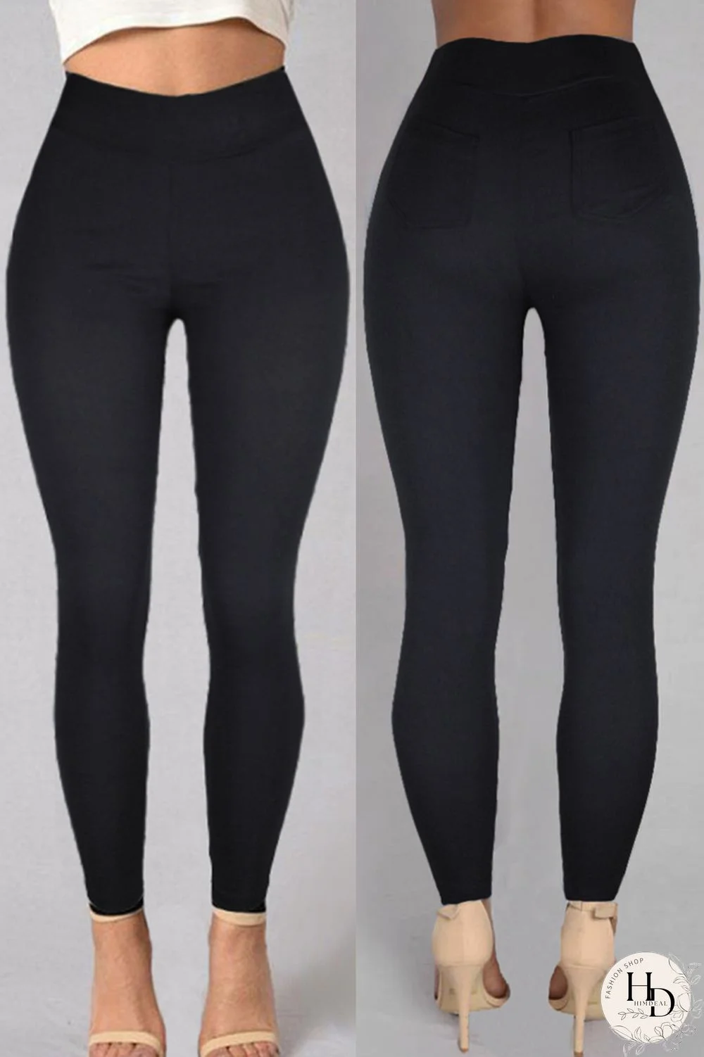 Burgundy Fashion Casual Solid Basic Skinny High Waist Pencil Trousers