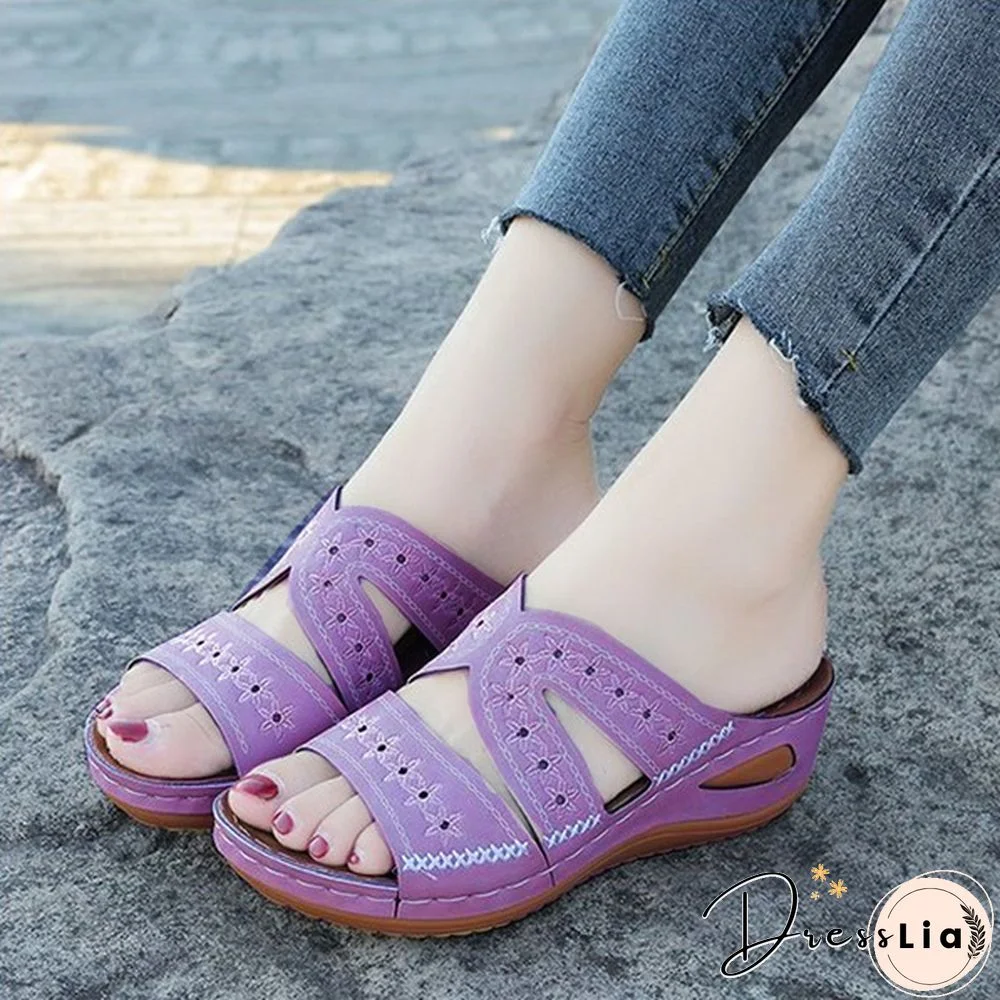 Women's Fashion Casual Sandals Open Toe Summer Sandals Vintage Wedge Slippers Platform Sandals Plus Size 35-43