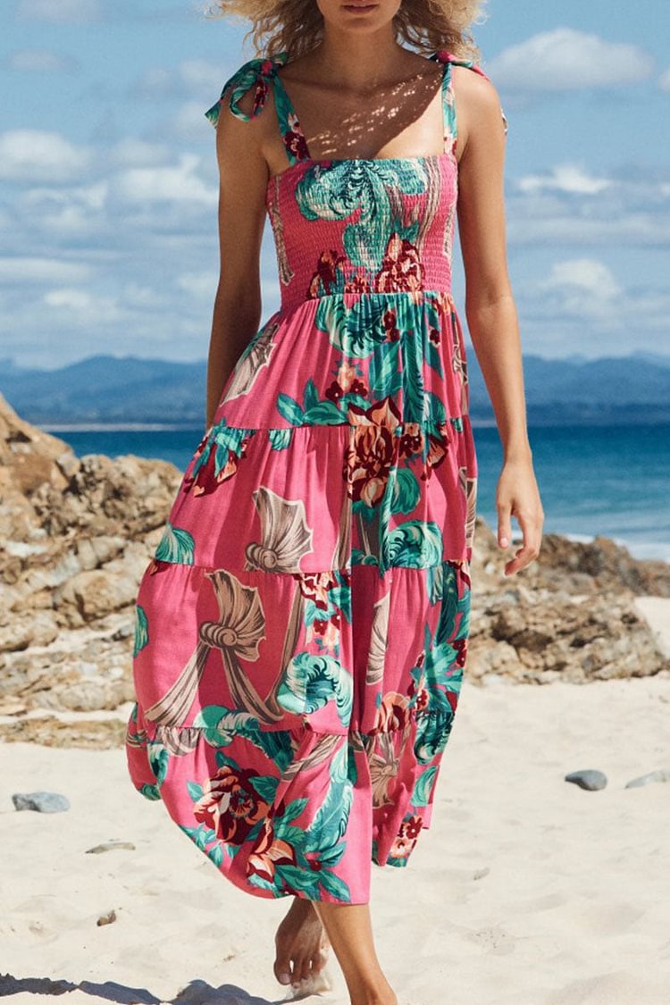 Bohemian Print Spaghetti Strap Printed Dresses - Life is Beautiful for You - SheChoic
