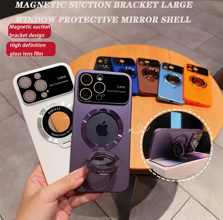 Suitable For iPhone 14 Series Magnetic Mount Large Window Protective Lens Phone Case
