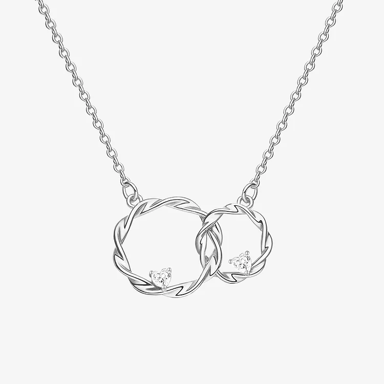 For Bonus Daughter - We're Forever Linked Together Double Circle Heart Diamond Necklace
