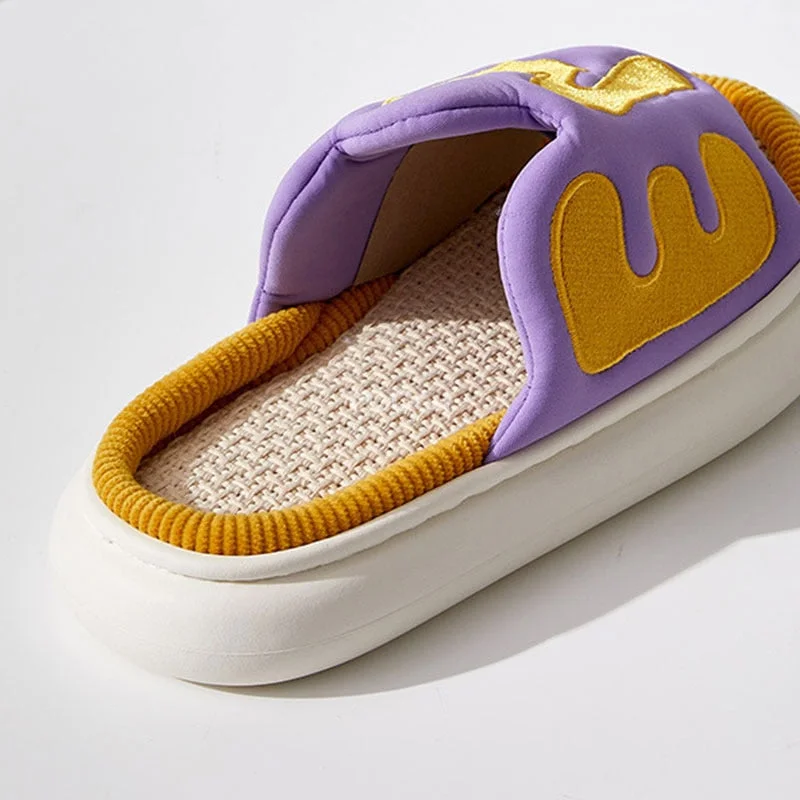 Mo Dou 2022 New Four Season Linen Slippers Women Men Unisex Open Toe Letter Embroidery Vamp Cool Outdoor Soft Hemp Cotton Shoes