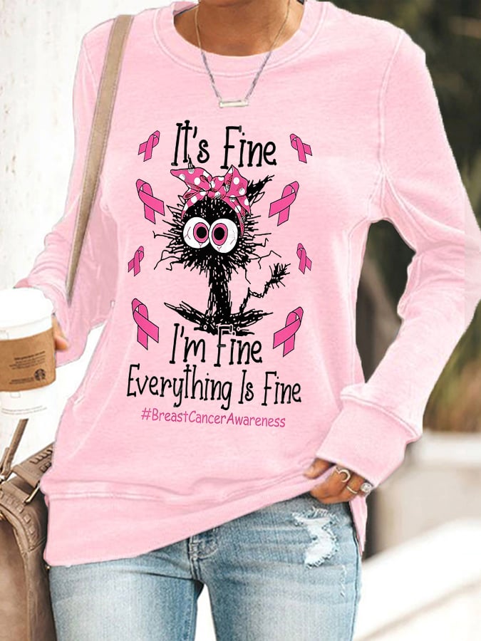 Women's Breast Cancer Awareness It's Fine Sweatshirt