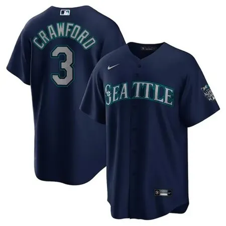 Men's Seattle Mariners #3 J.P. Crawford  Navy Home Replica Jersey