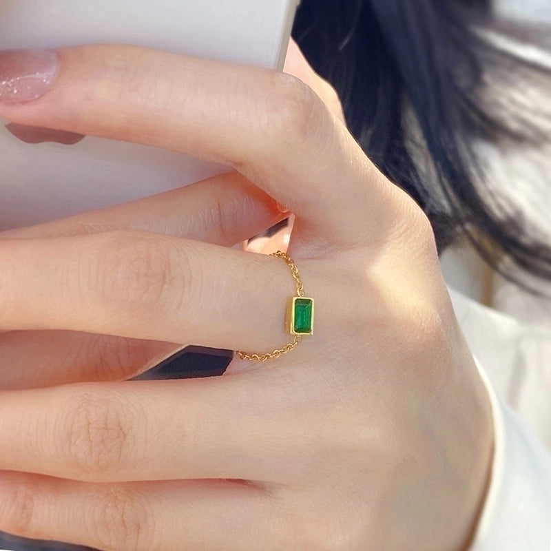 Retro Minimalist Rectangle 304 Stainless Steel Artificial Rhinestones 18K Gold Plated Plating Inlay Rings