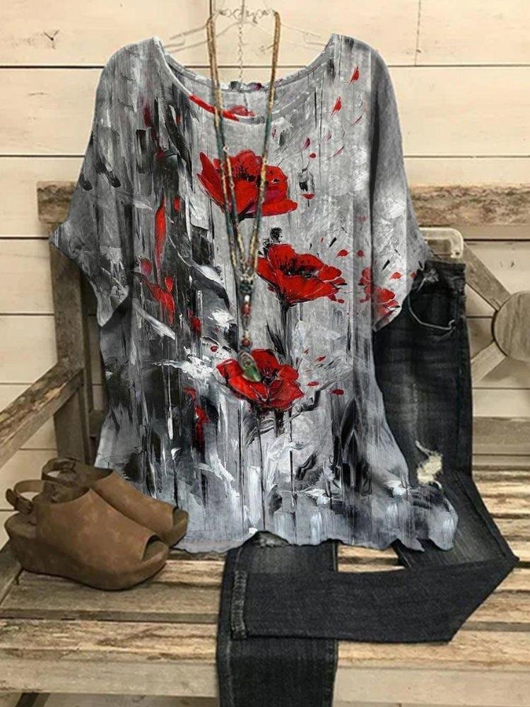 Women's Floral Print Vintage Casual Top