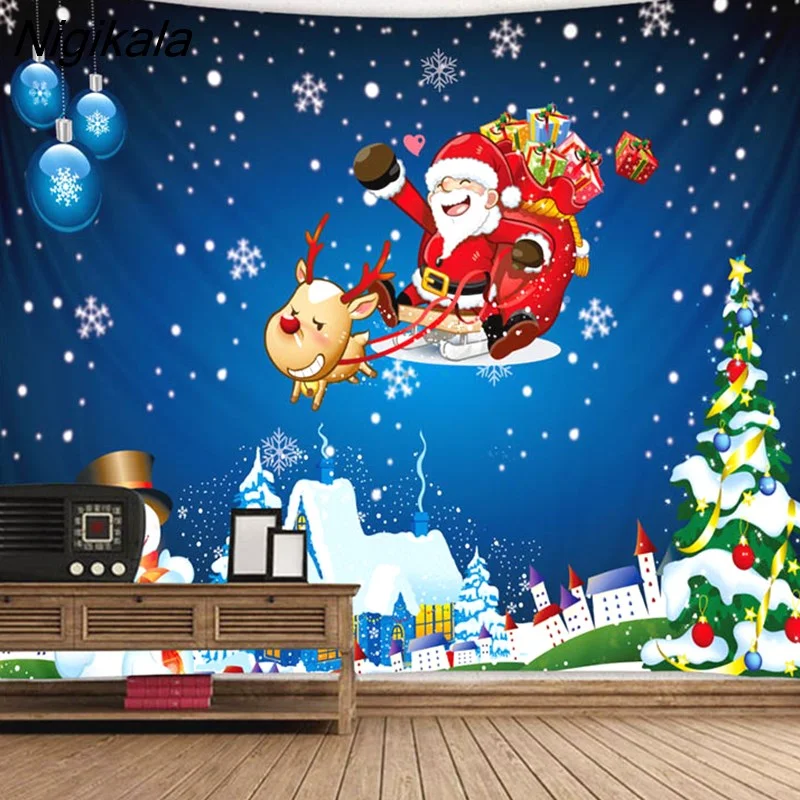 Nigikala Day Decorative Print Tapestry Bedroom Living Room Wall Hanging Tapestry Home Decor Xmas Mat for Christmas New Year