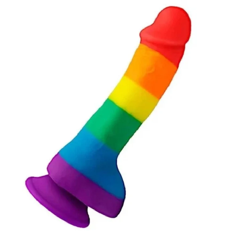 COLORFUL REALISTIC 7 INCH RAINBOW DILDO WITH SUCTION CUP