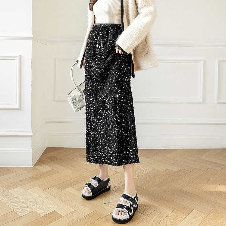 Sequins Casual Shift Skirts QueenFunky