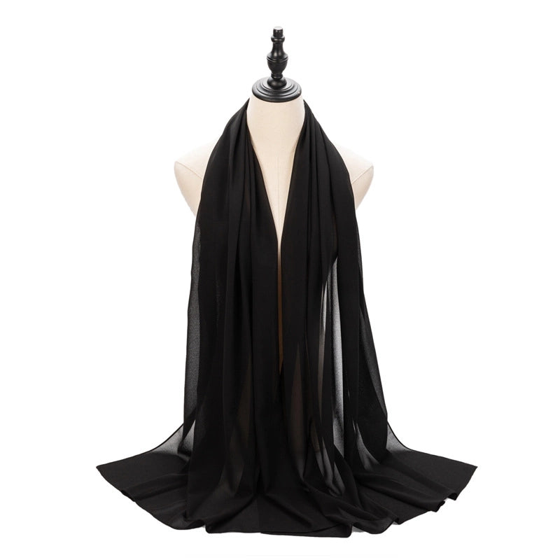 Hot Pearl Chiffon Yarn Muslim Women Hijab Silk Scarf Hui Turban Plain Long Scarf