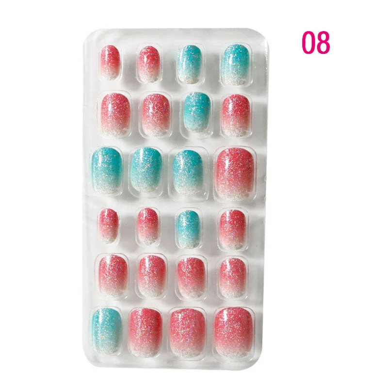 24PCS/box Children/adult Cartoon Candy Fake Nails Full Coverage Self-adhesive Nail Polish Cute Girl Manicure Decoration CL02