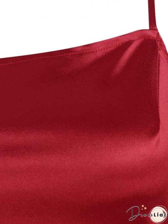 Overlap Silky Draped Slinky Slip Dress