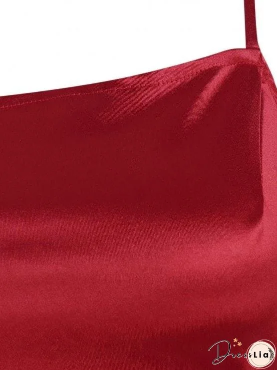 Overlap Silky Draped Slinky Slip Dress