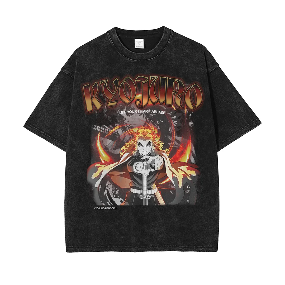 Kyojuro Rengoku  Demon Slayer Oversize Washed T-Shirt