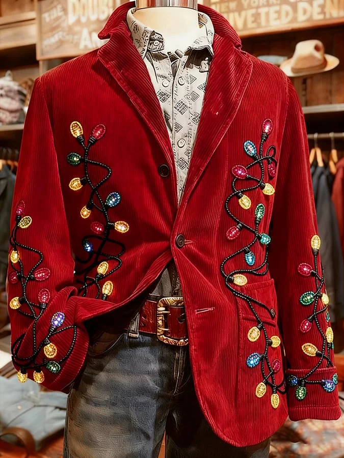 Men's Christmas Art Design Print Casual Coat 