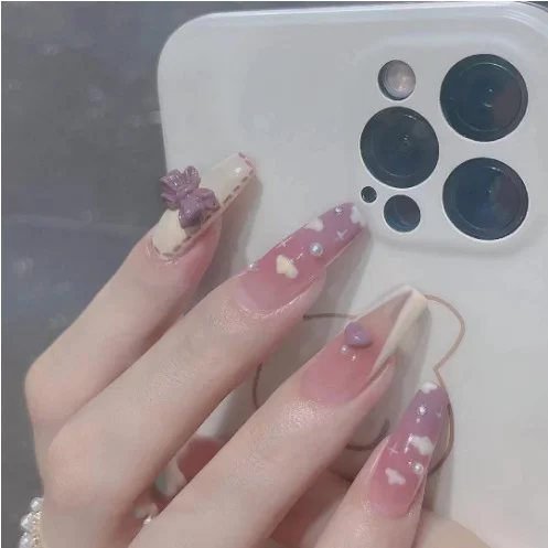 Churchf Nail Blush Love Dizzy Dye Wear Piece Advanced Sense Short Nail Piece Extension Removable Fake Nail Finished Products