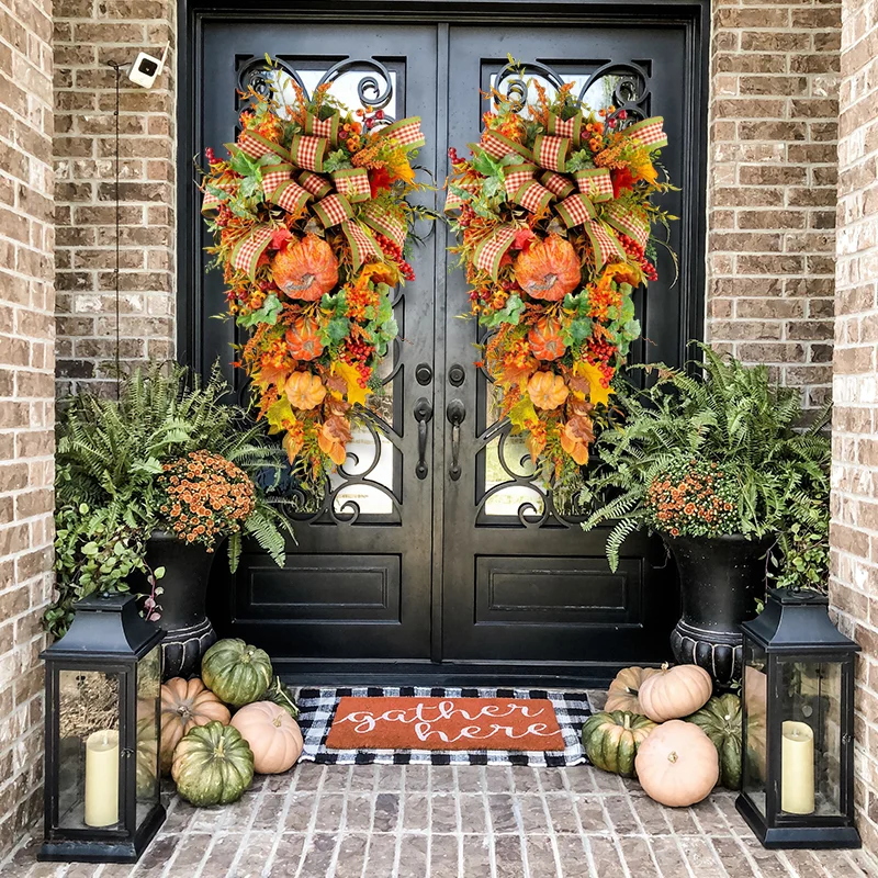 Large Fall Pumpkin Wreath-Year Round Wreath