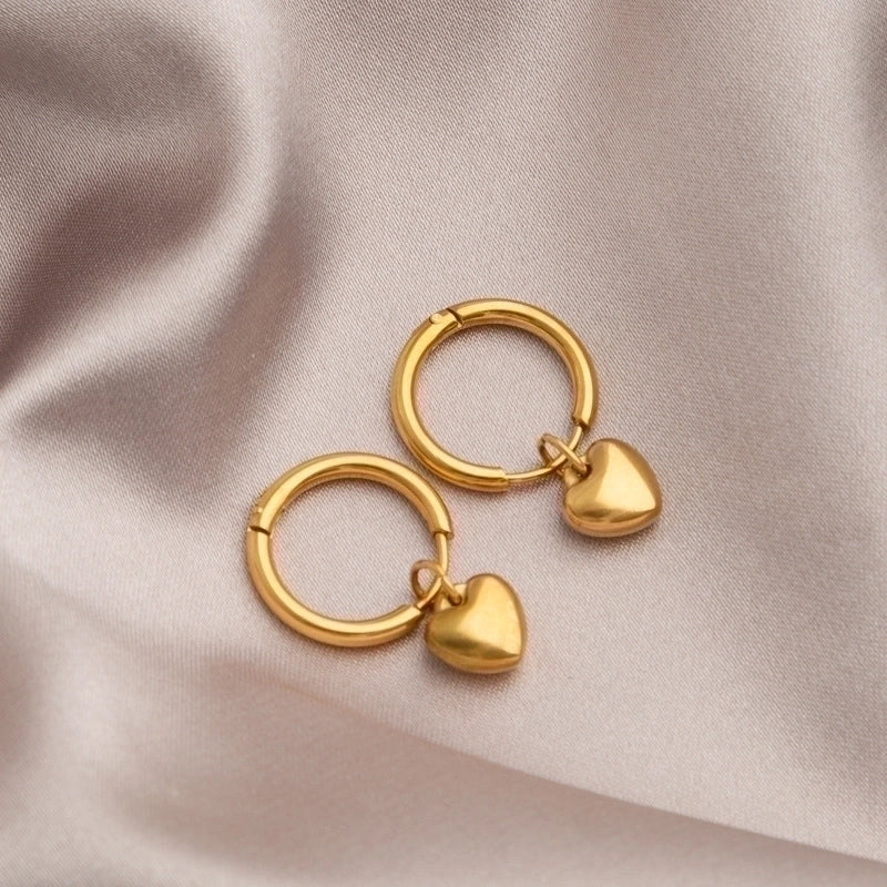 Minimalist Heart Shape Titanium Steel Plating Earrings 1 Pair