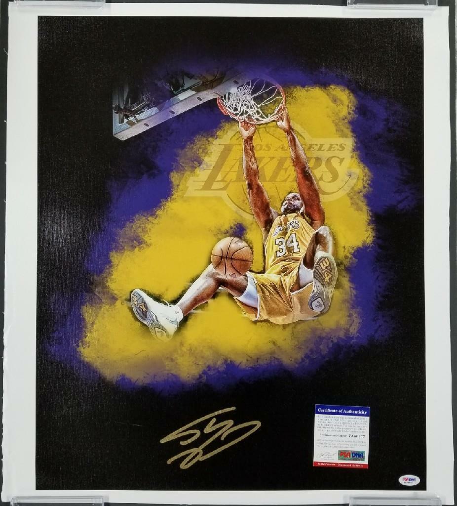 HOF Shaq Shaquille O'Neal autograph Lakers signed 18x24 Canvas Photo Poster painting PSA/DNA COA