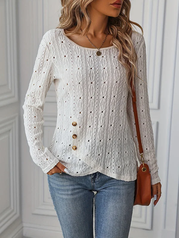 Sleeve knitted jacquard button top