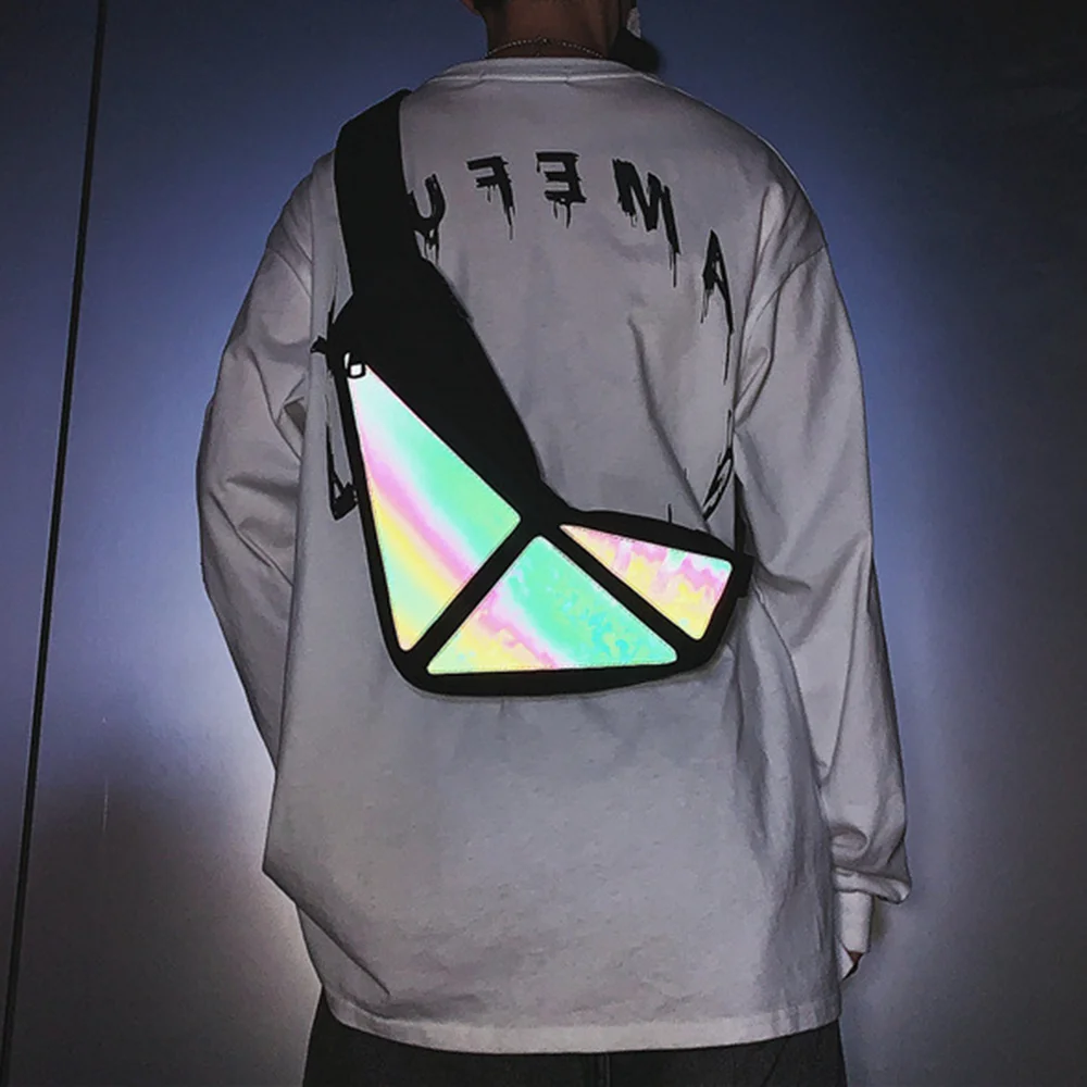 Personality trend reflective colorful diagonal bag