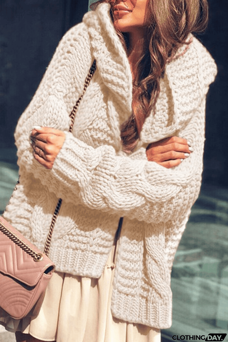 Casual Solid Split Joint Hooded Collar Tops