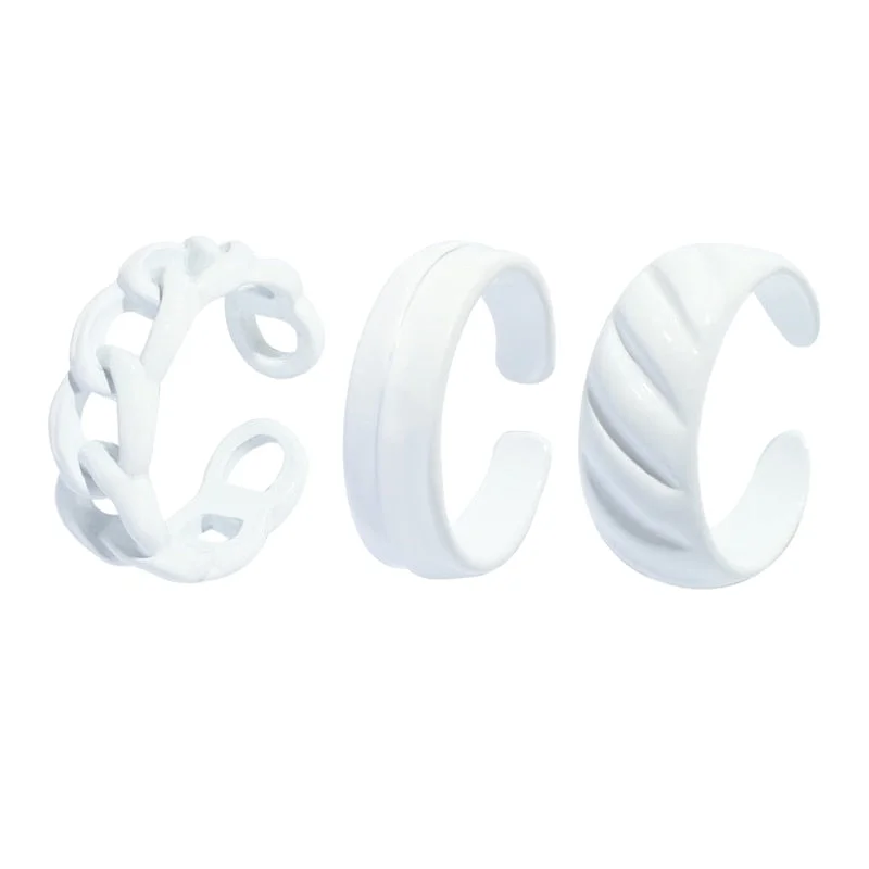 Dvacaman 2021 New Trendy Colorful Dripping Oil Resin Rhinestone Geometric Rings Hand-Painted Open Rings for Women Party Jewelry