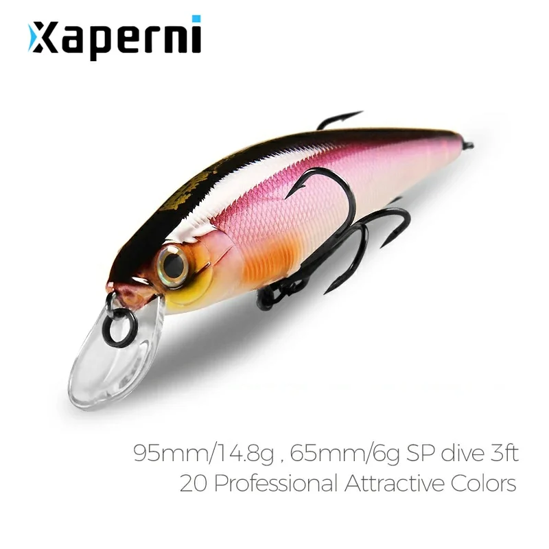 Xaperni Squad Minnow 95mm 14.8g 65mm 6g Tungsten weight system SP fishing lures assorted colors crank wobbler crank bait