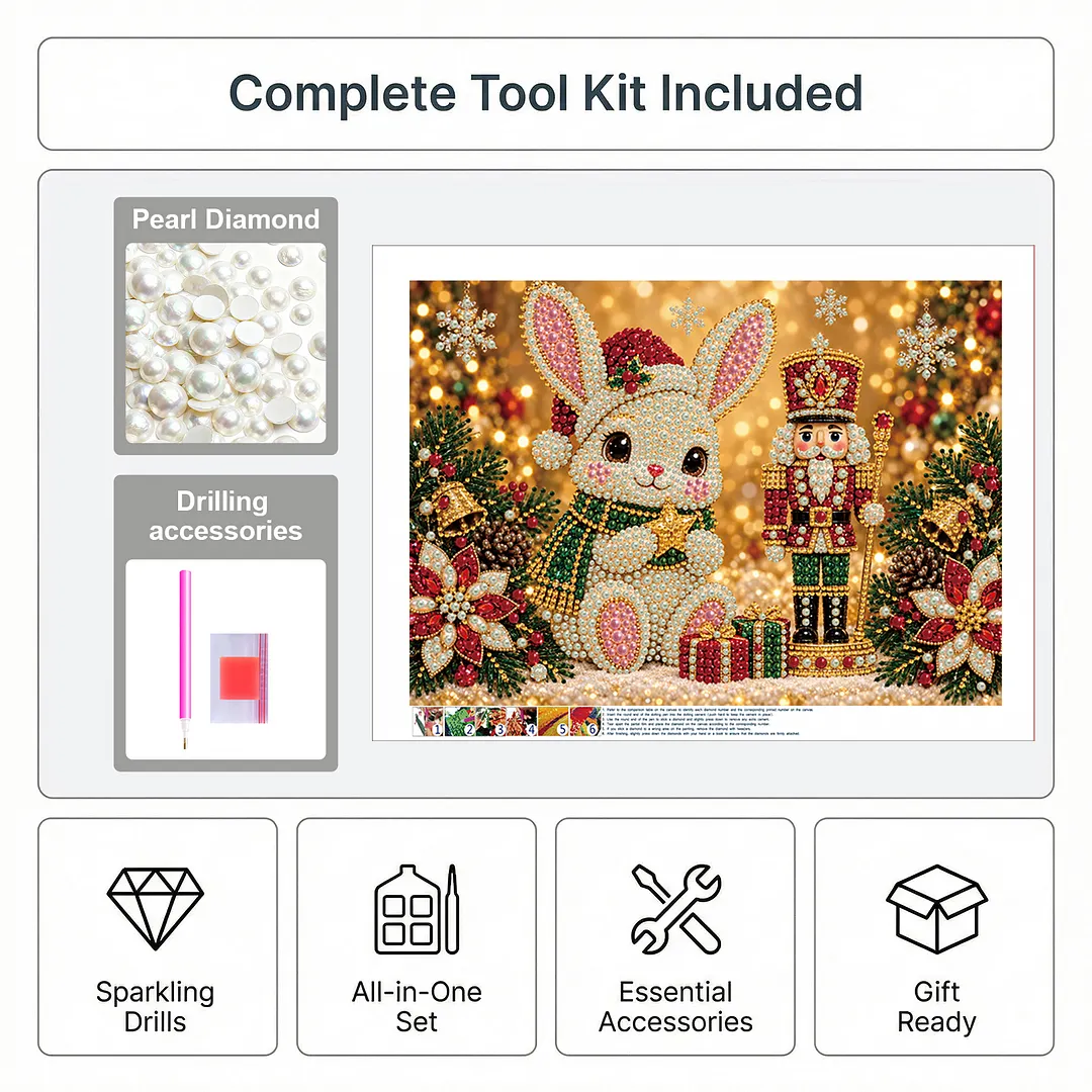 Pearl Painting Kit for Adults Christmas Rabbit 15.75x11.81in