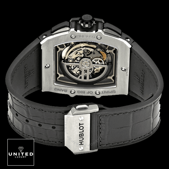 Hublot Big Bang 45 Titanium Black Leather Bracelet Replica black background