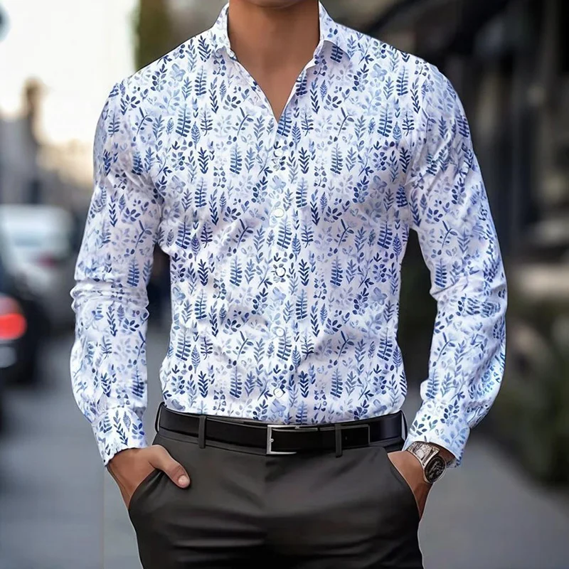 Men's Urban Style Printed Long Sleeve Shirt