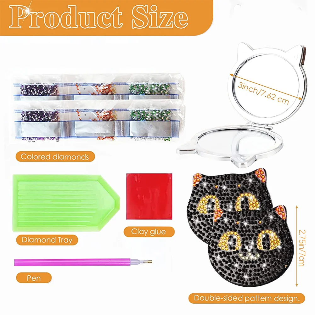 DIY Crystal Diamond Mirror Art Craft Set Cat Paint by Number Kits