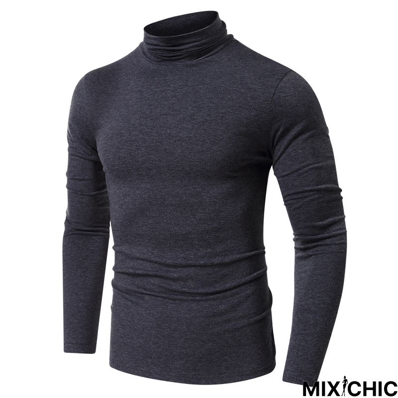 High Collar Bottom Shirt Long Sleeve T-Shirt Slim Man