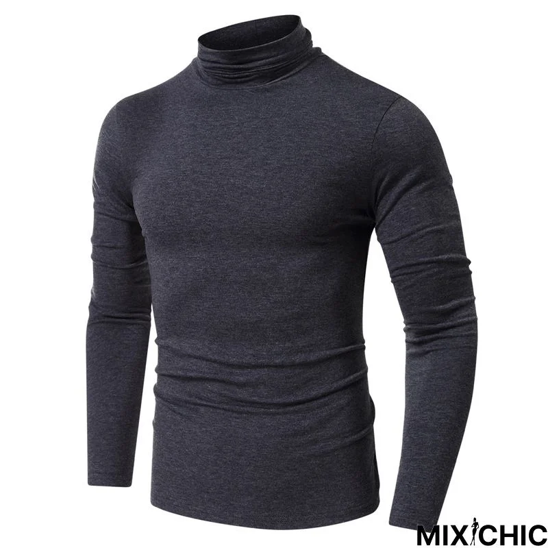 High Collar Bottom Shirt Long Sleeve T-Shirt Slim Man