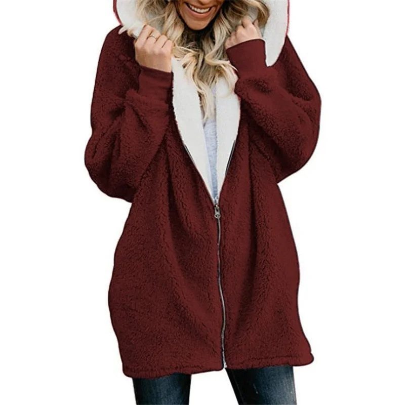 Lamb velvet hooded women long winter jacket 2019 autumn and winter new plus size 5XL warm outwear coat female
