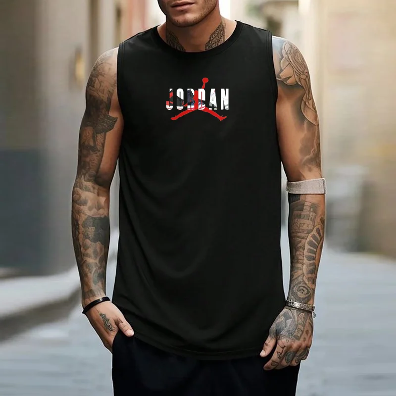 Men's Jordan Print Fitness Sports Camisole Vest、、URBENIE
