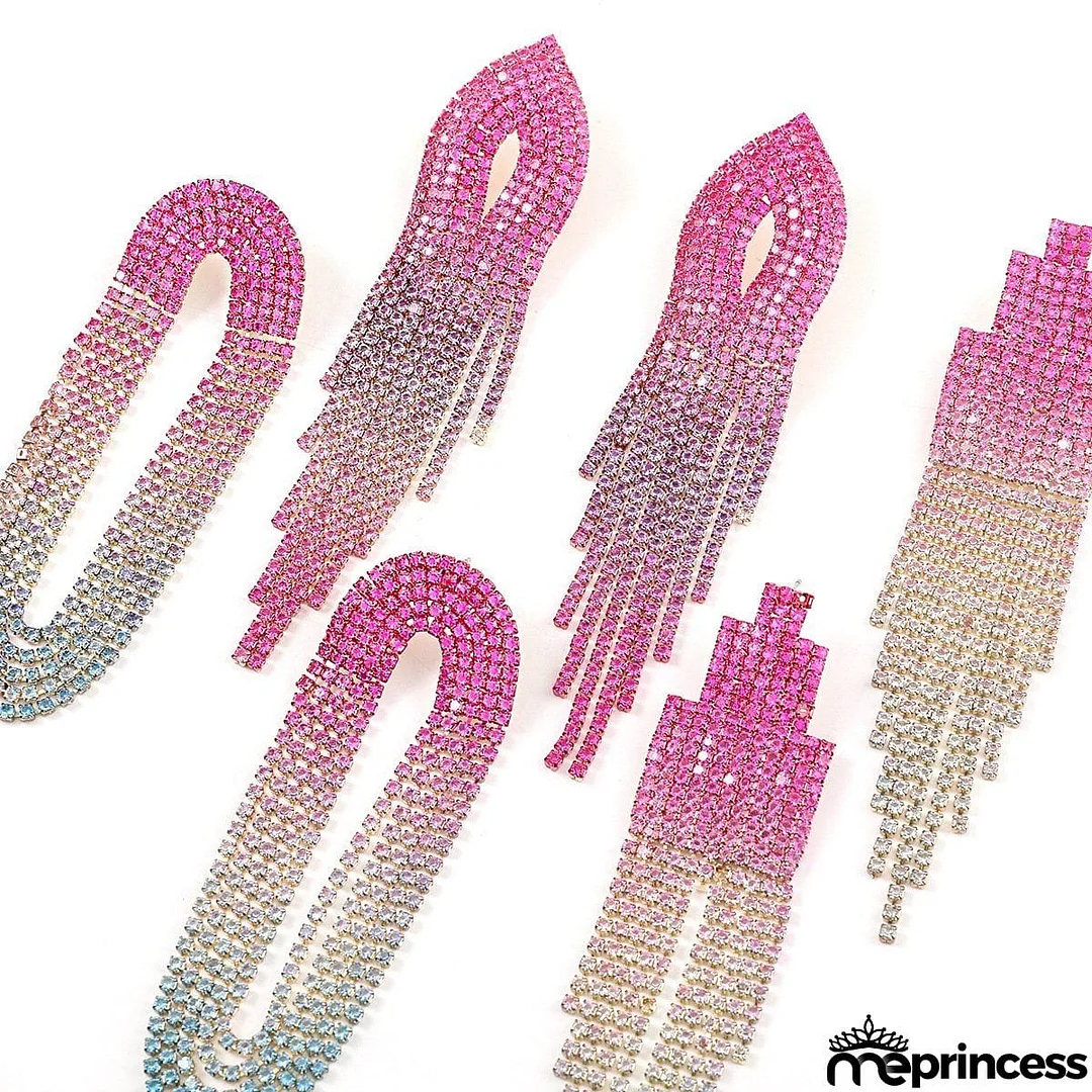 Pattern gradient color rhinestone earings